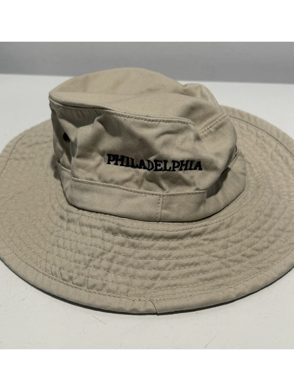 Unisex Dorfman Pacific Co Bucket Hat Size Large Beige Embroidered Philadelphia